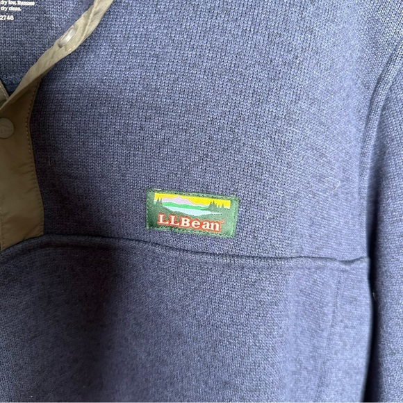 L.L.Bean Slightly Fitted Sweater Fleece Pullover in Navy Blue Mens Large Regular - Picture 3 of 4